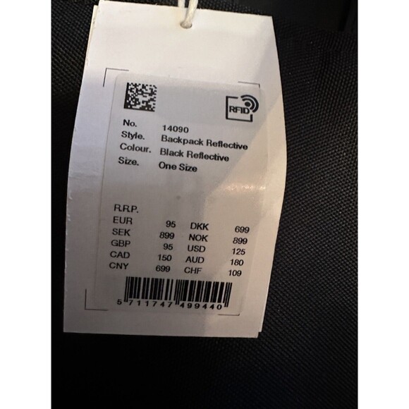 RAINS Backpack Waterproof Black Reflective One Size 19”x11.75” x 4.5” NWT - Picture 9 of 9